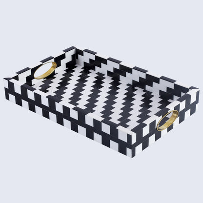 Decorative Trays Optique Pixel Pattern Resin Inlay Collection in 11x17