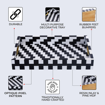 Decorative Trays Optique Pixel Pattern Resin Inlay Collection in 11x17