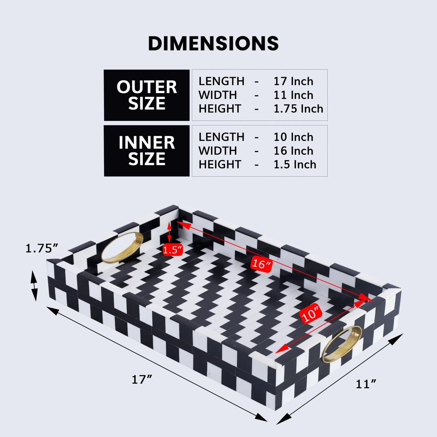 Decorative Trays Optique Pixel Pattern Resin Inlay Collection in 11x17