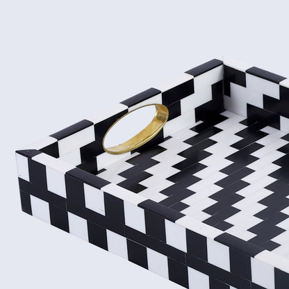 Decorative Trays Optique Pixel Pattern Resin Inlay Collection in 11x17