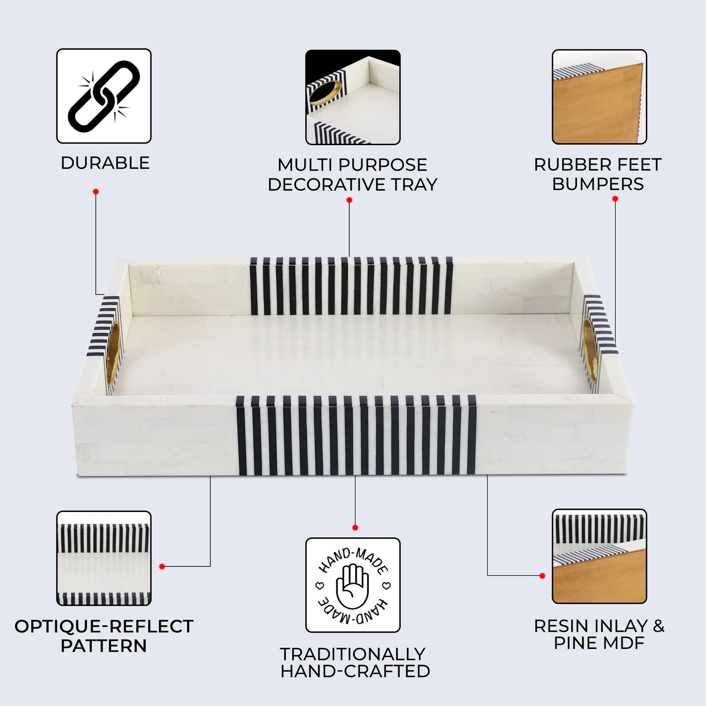 Decorative Trays Optique Reflect Pattern Resin Inlay Collection in 11x17