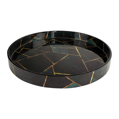 Decorative Trays Cosmos Fractal Pattern Brass & Resin Inlay Collection in 12x12