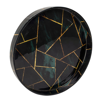 Decorative Trays Cosmos Fractal Pattern Brass & Resin Inlay Collection in 12x12