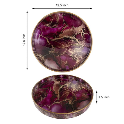 Decorative Trays Cosmos Nebula Pattern Resin Inlay Collection in 12x12