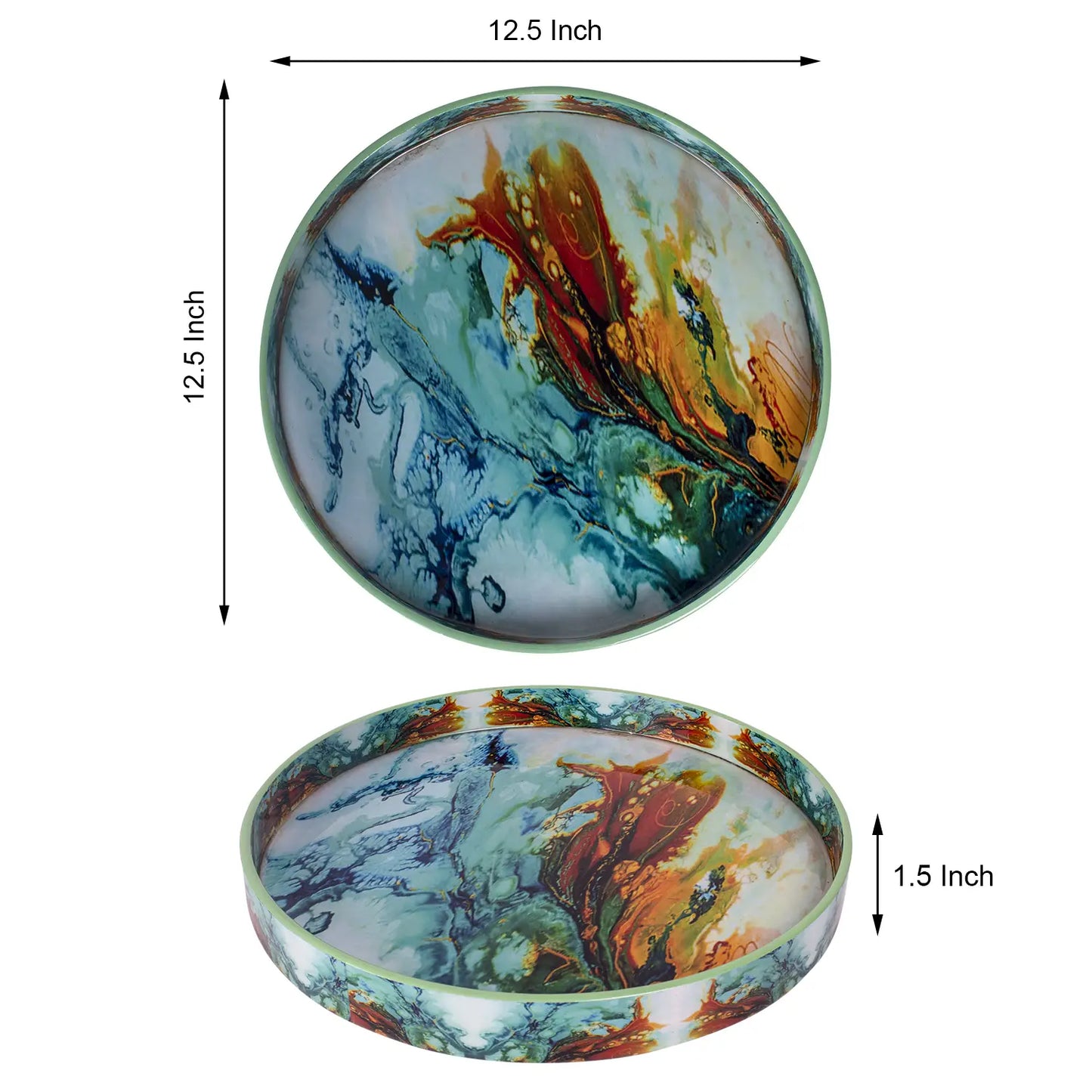 Decorative Trays Cosmos Spectrum Pattern Resin Inlay Collection in 12x12