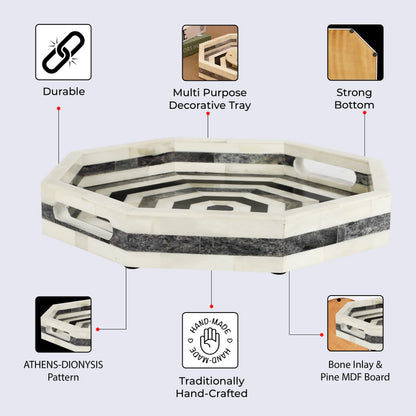 Decorative Tray Athens Dionysis Pattern Bone Inlay Collection in 12x12 inches