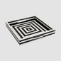 Decorative Trays Concentrics Pattern Resin Inlay Collection in 2 Sizes, Black & White