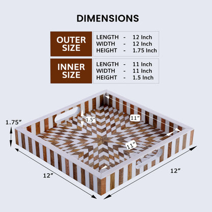 Decorative Trays Estrella Vida Pattern Resin Inlay Collection in 12x12