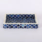 Decorative Trays Moroccan Pattern Bone & Resin Inlay Collection in 3 Sizes, Blue & White