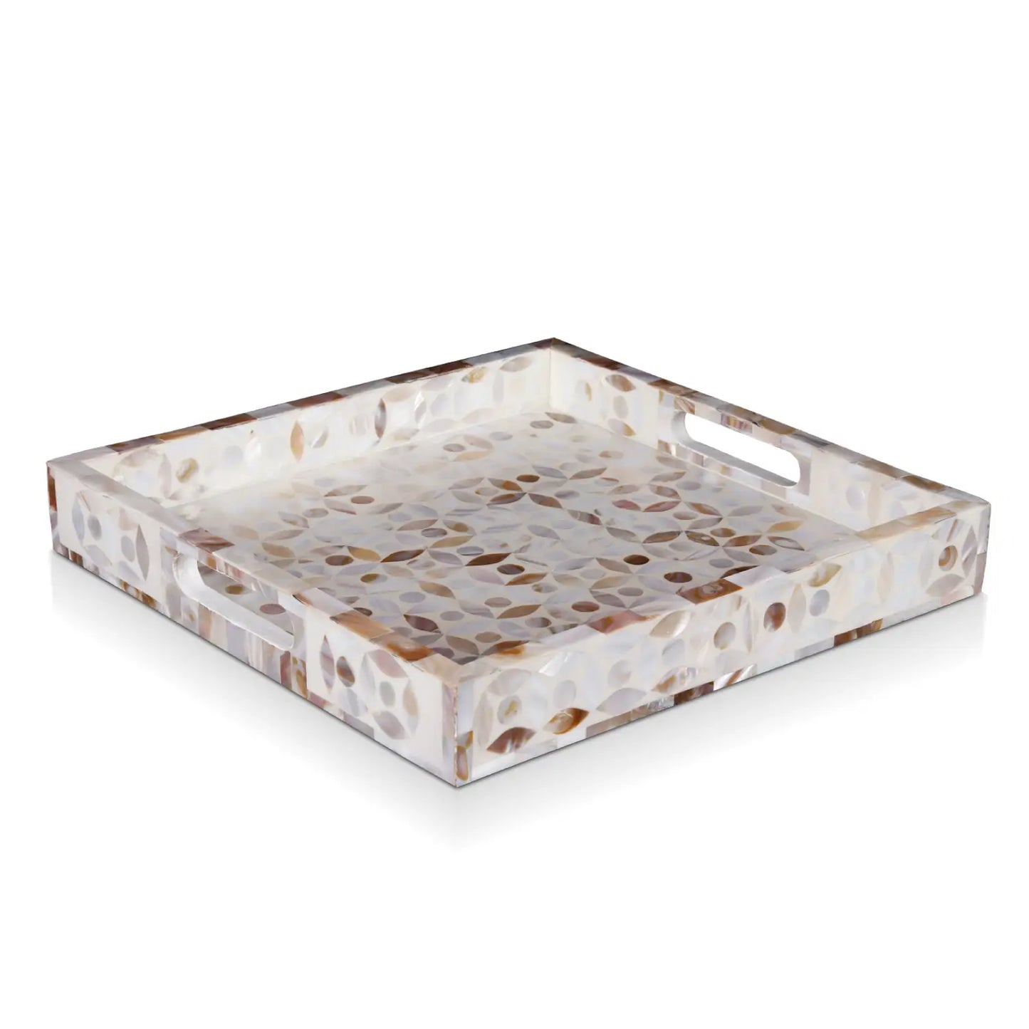 Decorative Trays Discovery Jewel Grande Pattern Mother of Pearl & Resin Inlay Collection in 2 Sizes