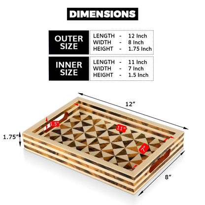 Decorative Trays Triangle Pattern Resin Inlay Collection in 12x8