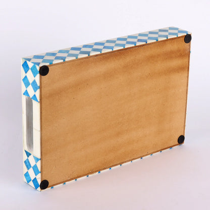 Decorative Trays Vintage Pattern Bone Inlay Collection in 12x8, Turquoise & White