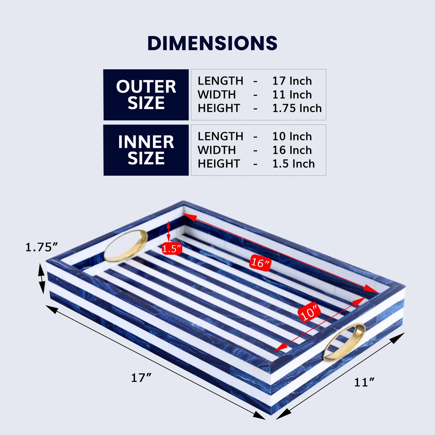 Decorative Trays Optique Madrid Pattern Resin Inlay Collection in 11x17