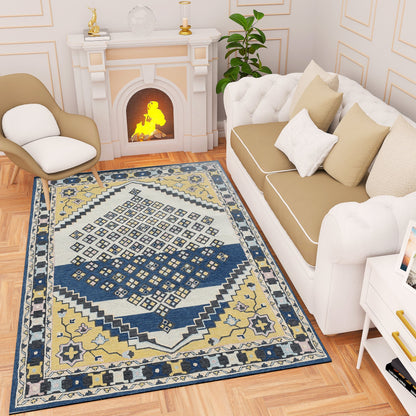 Premium Hand-Tufted Rug Made of 100% Wool  - Tatar Folk - 6x9 Feet
