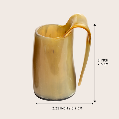 Horn Whiskey Mugs Pack 3 - Holds Upto 6.5 oz, Natural