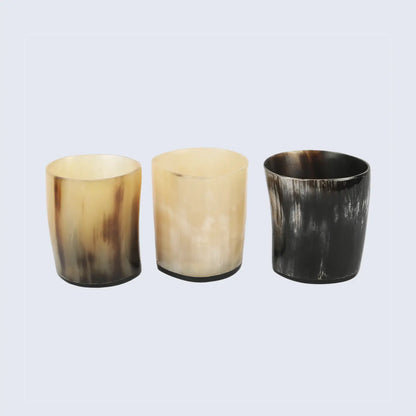 Horn Whiskey Shot Glasses Pack 3 - Holds Upto 6.5 oz, Natural