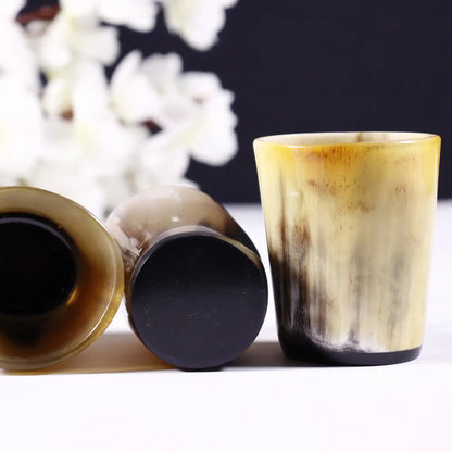 Horn Whiskey Shot Glasses Pack 3 - Holds Upto 6.5 oz, Natural