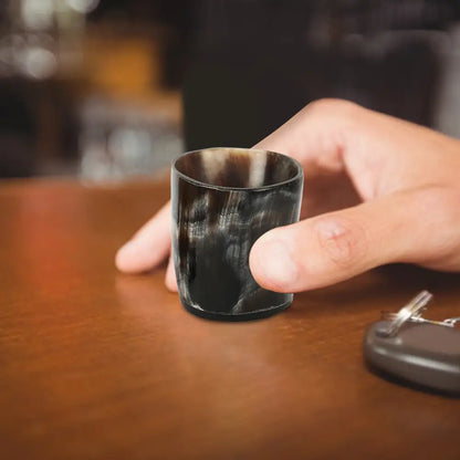 Horn Whiskey Shot Glasses Pack 3 - Holds Upto 6.5 oz, Natural