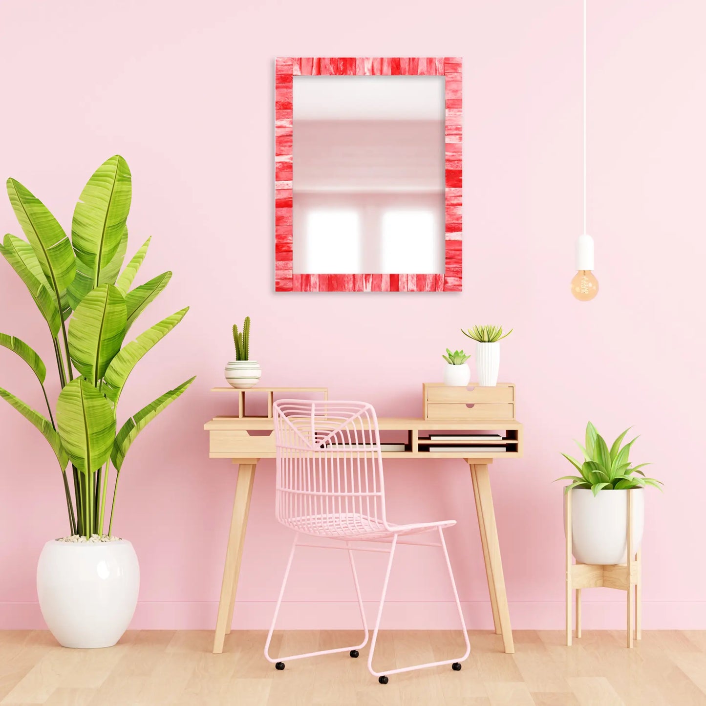 Make to Order Classic Red Mirror Bone Inlay Collection in 5 Sizes