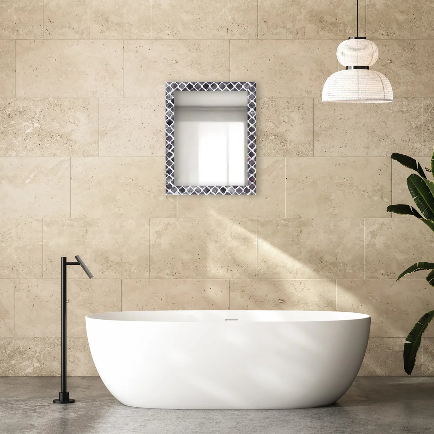 Make to Order Moroccan Grey Mirror Bone & Resin Inlay Collection in 4 Sizes