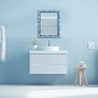 Make to Order Taj Blue Mirror Bone Inlay Collection in 4 Sizes