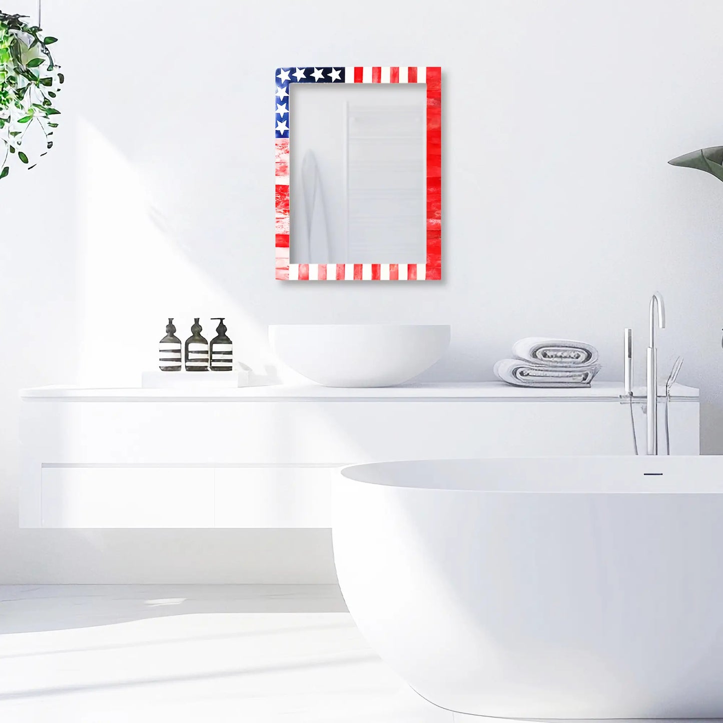 Make to Order USA Flag Pattern Mirror Bone Inlay Collection in 4 Sizes