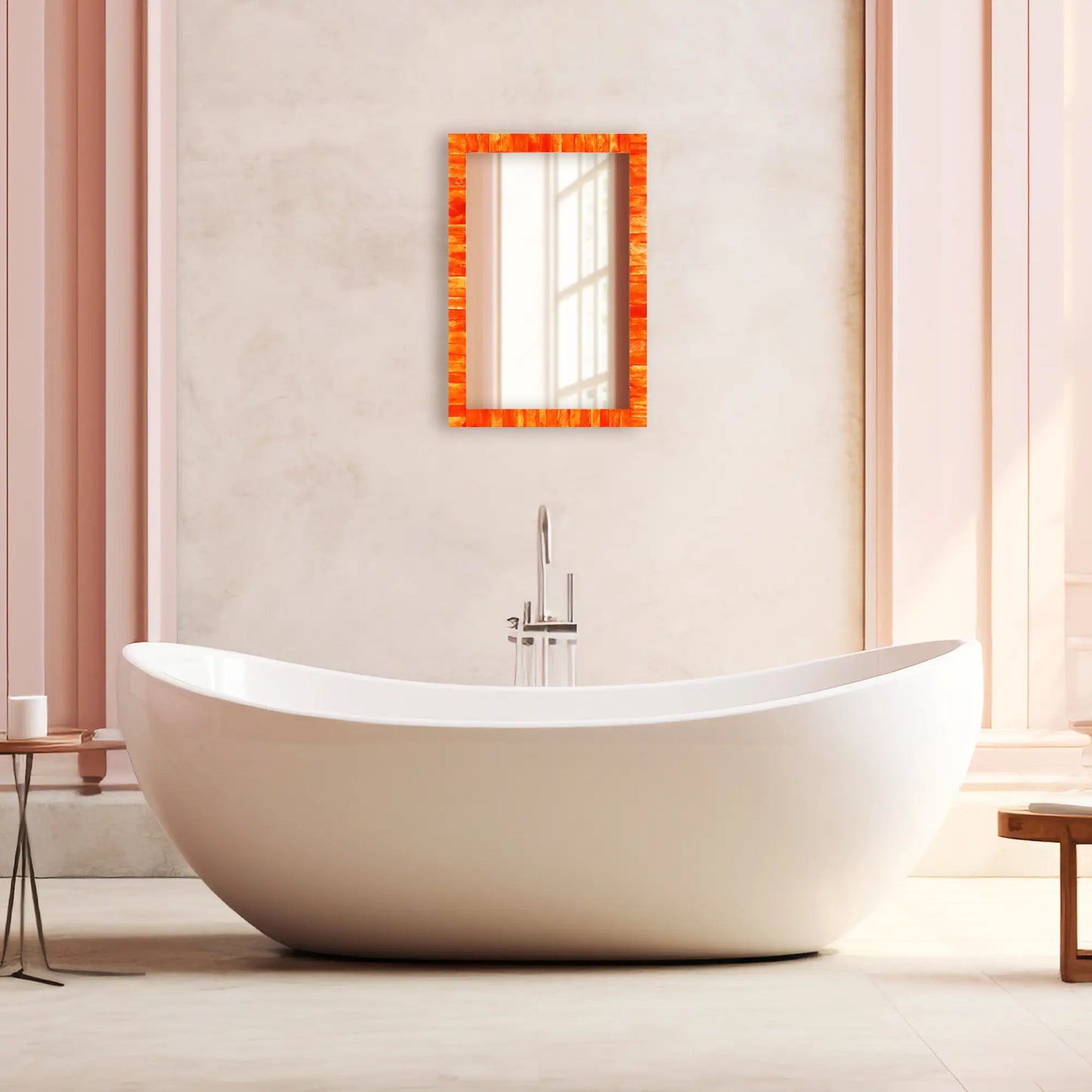 Make to Order Classic Orange Mirror Bone Inlay Collection in 8 Sizes
