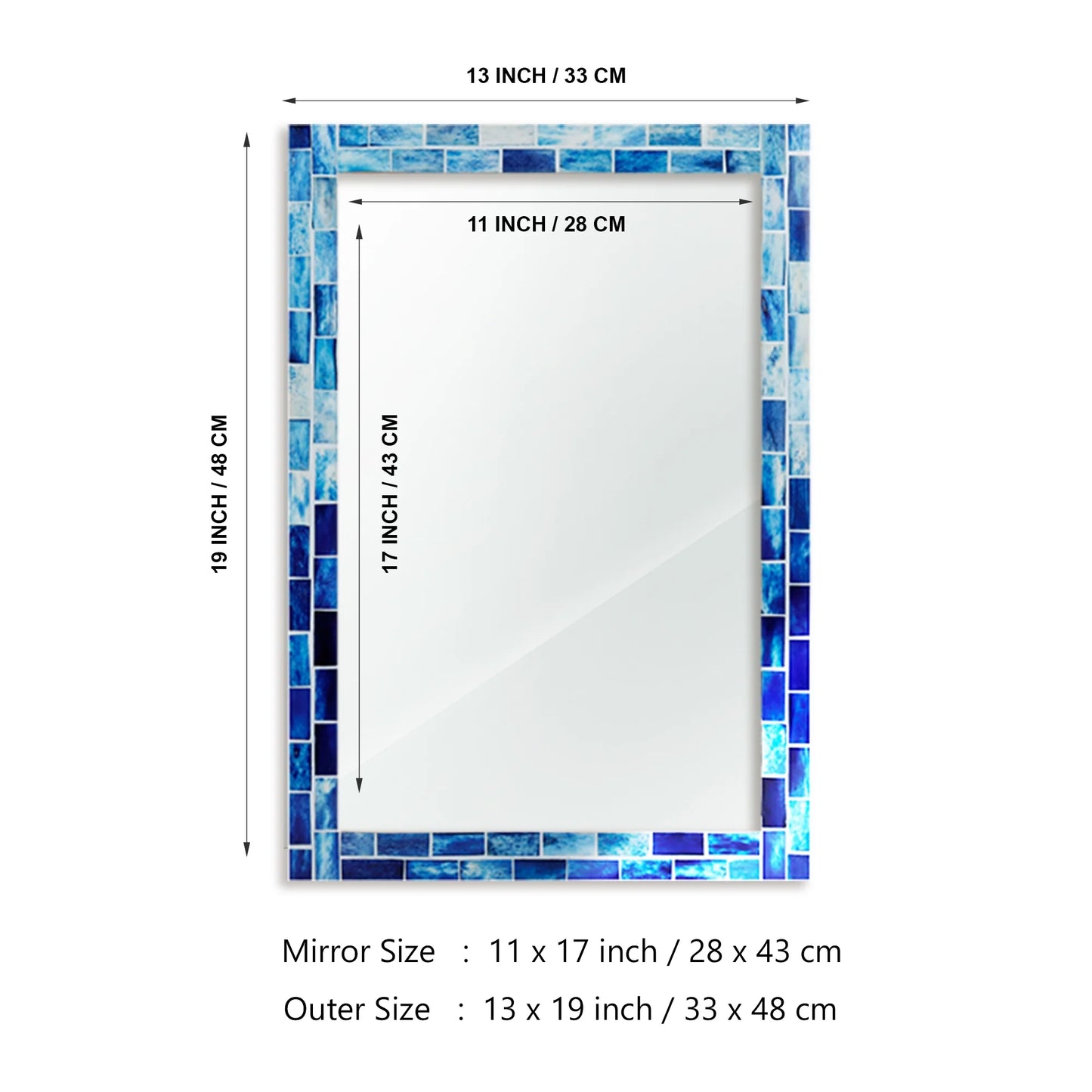 Make to Order Indigo Mirror Bone Inlay Collection in 8 Sizes