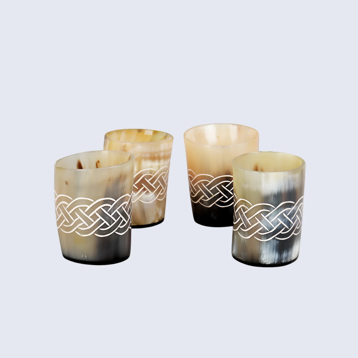 Horn Whiskey Shot Glasses Pack (4,8 & 12) – Hold Up to 6.5oz, Knot