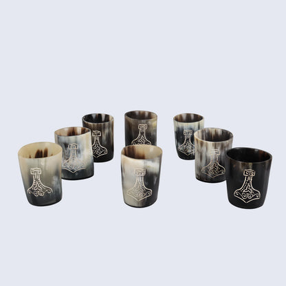Horn Whiskey Shot Glasses Pack (4,8 & 12) – Hold Up to 6.5oz, Nordic Hammer