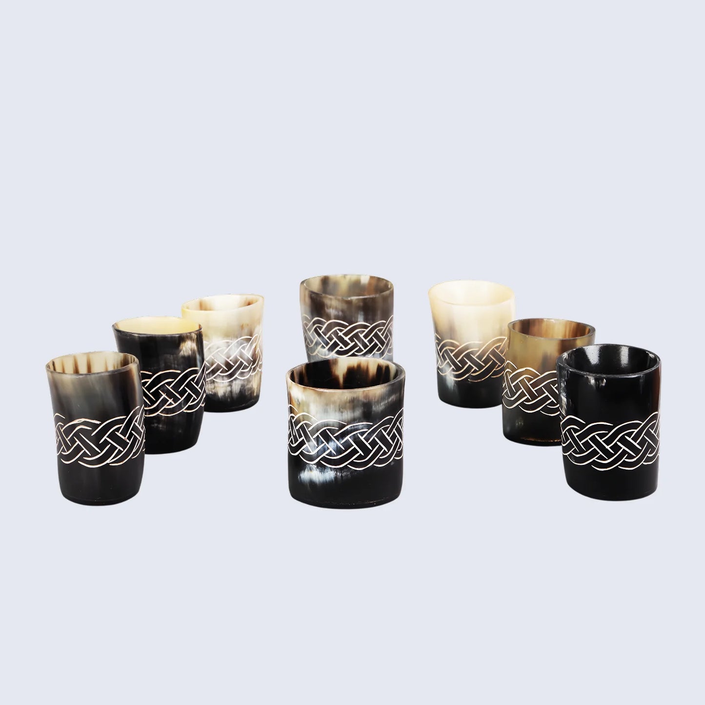 Horn Whiskey Shot Glasses Pack (4,8 & 12) – Hold Up to 6.5oz, Knot