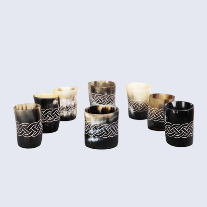 Horn Whiskey Shot Glasses Pack (4,8 & 12) – Hold Up to 6.5oz, Knot