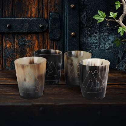 Horn Whiskey Shot Glasses Pack (4,8 & 12) – Hold Up to 6.5oz, Odin