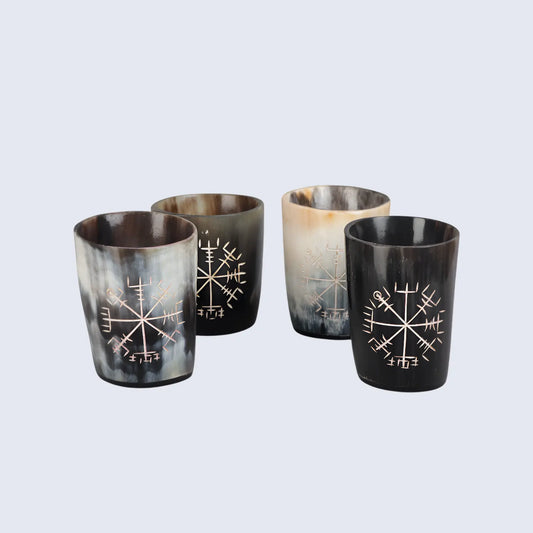 Horn Whiskey Shot Glasses Pack (4, 8 & 12) – Hold Up to 6.5oz, Nordic Compass